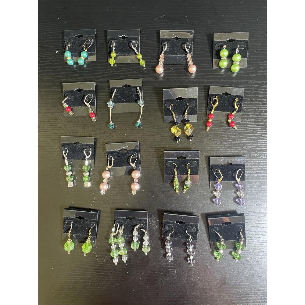 Handmade Beaded Dangle Earrings Lot of 16 Pairs - Artisan Glass Bead Jewelry New